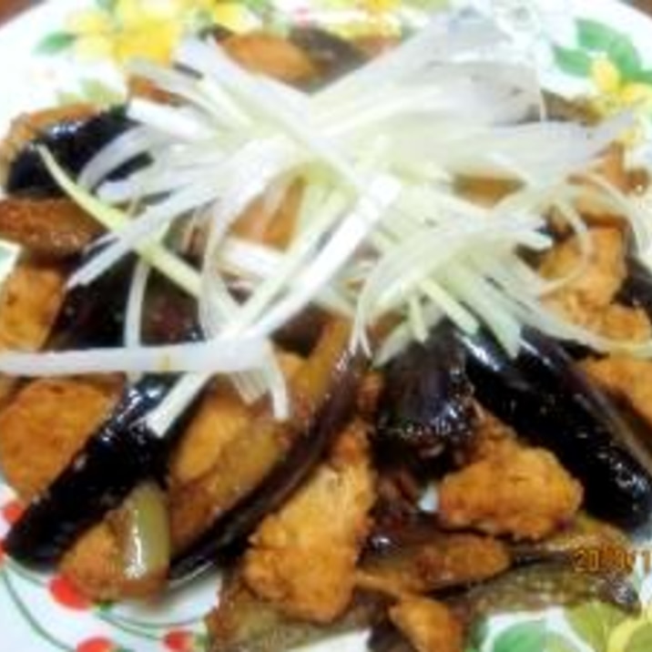 茄子と鶏肉のピリ辛炒め (我が家の味)